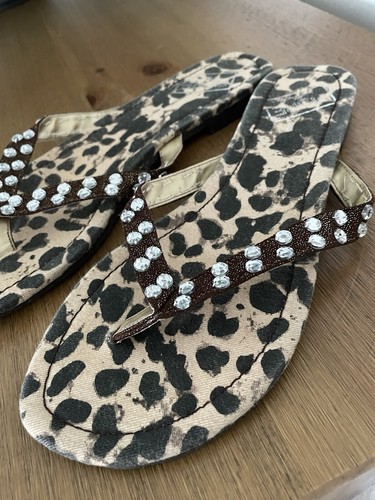 Chanclas Damas Marrón Mezcla Colección FIORE Estampado Animal Diamante Talla 7UK - Imagen 3 de 11