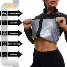 Sauna Suit for Women Weight Loss Sleeves Sweat Shaper Workout Fajas Girdle Tops