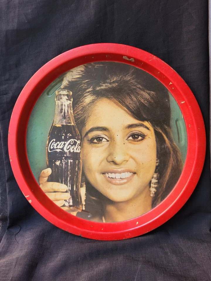 Vintage Original Werbe Soda Dose Tablett Coca Cola Mit Schöne Lady 1960 - Bild 2 von 4