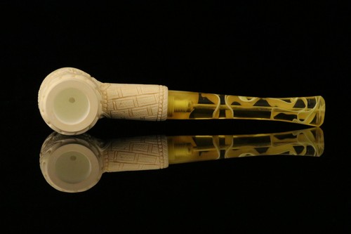 srv - Carved Poker Block Meerschaum Pipe with fitted case M3311 - Picture 4 of 12