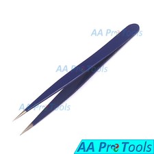 Blue Facial Hair Removal Eyebrow Tweezers 3" Plucking, Ingrown Hair Sharp Tips