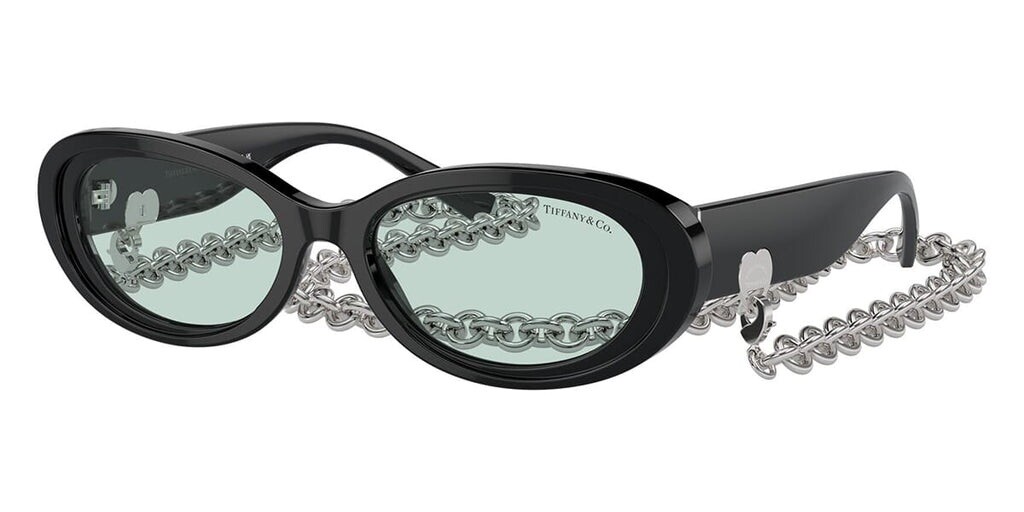 TIFFANY TF4221 8001/D9 Black Silver Chain Light Azure Lens Women