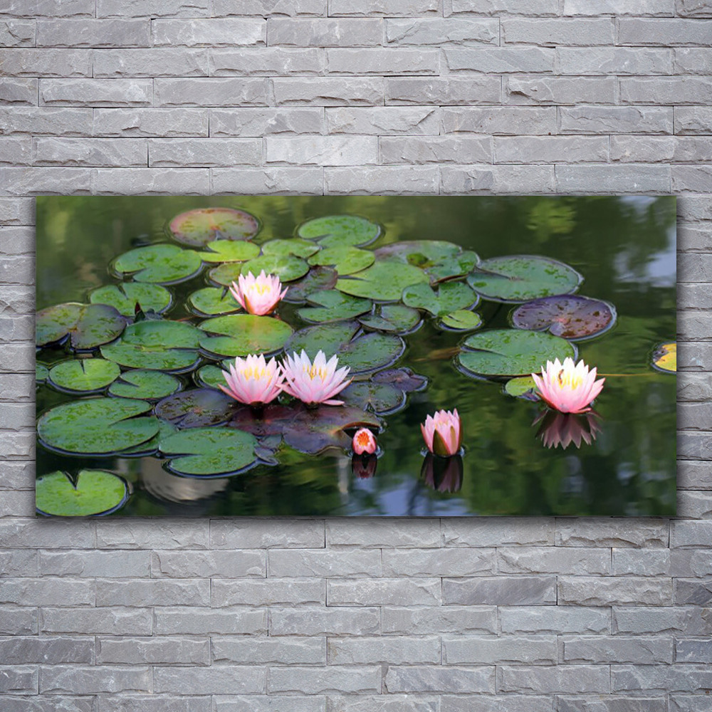 Photo sur toile floral et lac 120x60 cm pour décoration murale de salon