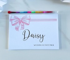 Personalised Kids Wedding Activity Pack Book Favour A6  Size Bow