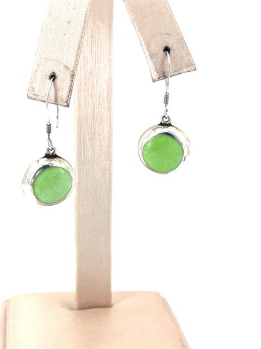 Pendientes de gancho redondos pequeños de plata esterlina .925 vintage de México - Imagen 5 de 7