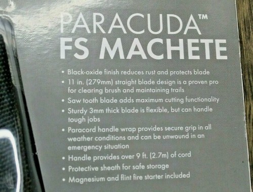ParaCuda Machete Ultimate Survival Orange Yard Hunting Weeds + Fire Starter 11" - Picture 3 of 3