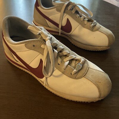 Nike Cortez Leather White Team Red Nice Size 10.5 Shoe
