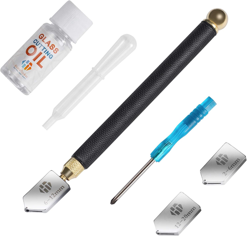 Glass Cutter 2Mm-20Mm, Glass Cutter Tool with Glass Cutting Oil, Glass Cutting T