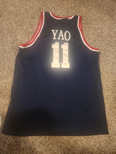 YAO MING #11 Houston Rockets Nike NBA Blue JERSEY #No & Name Sewn Med Length+2 - Picture 2 of 2