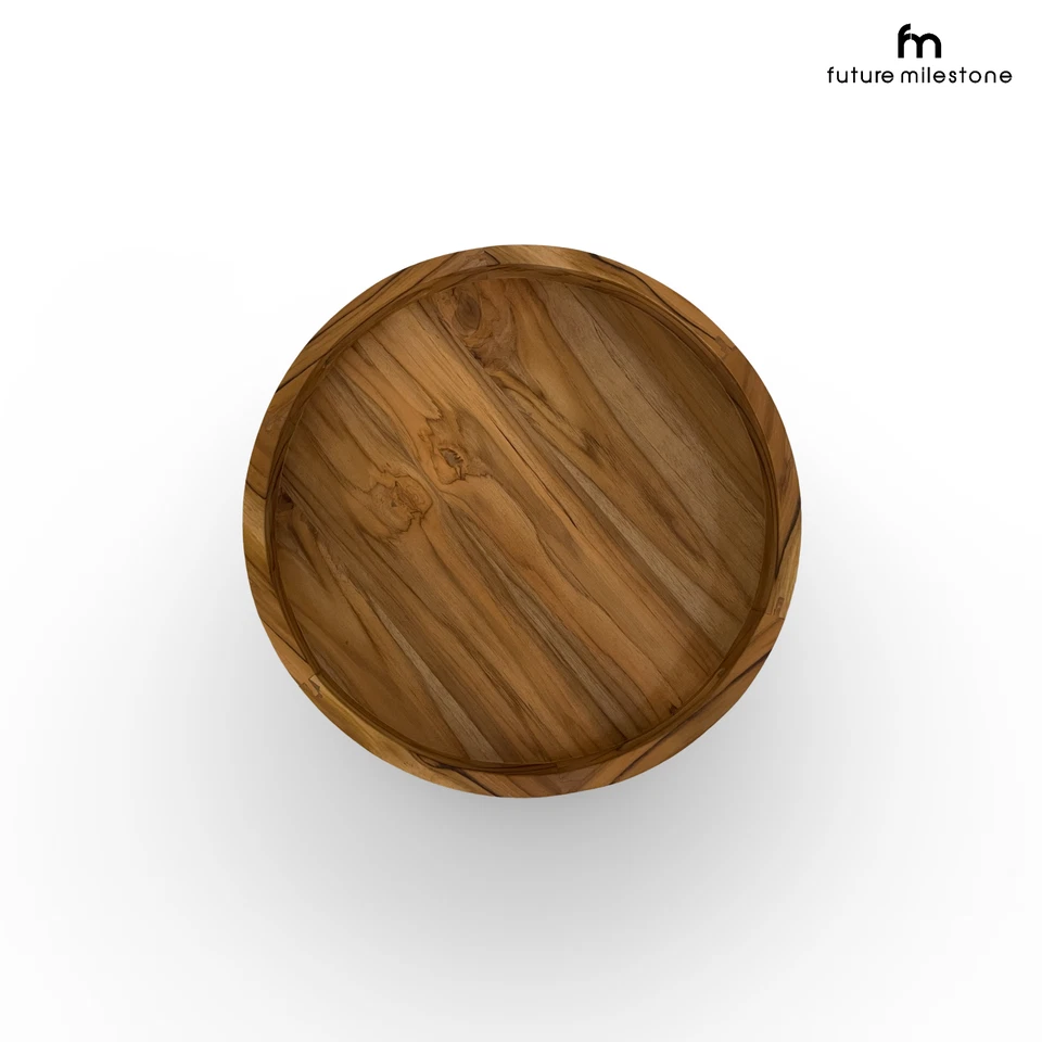 Ottoman Tray Round, Large Tray, Natural Finish Serving Tray, 18" Round Tray - Image 4 of 4