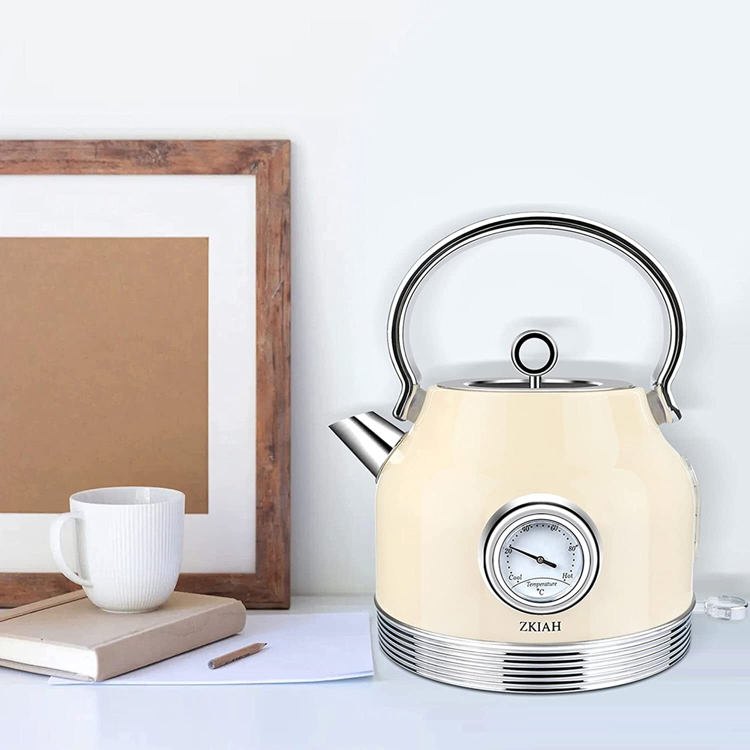 Electric Kettle Stainless Steel, Retro Water Boiler with Filter Thermometer  - Cairo Airport Transfer