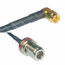 RFC195 1-10' SMA MALE ANGLE to N TYPE FEMALE BULKHEAD RF Pigtail Cable USA Asmbl