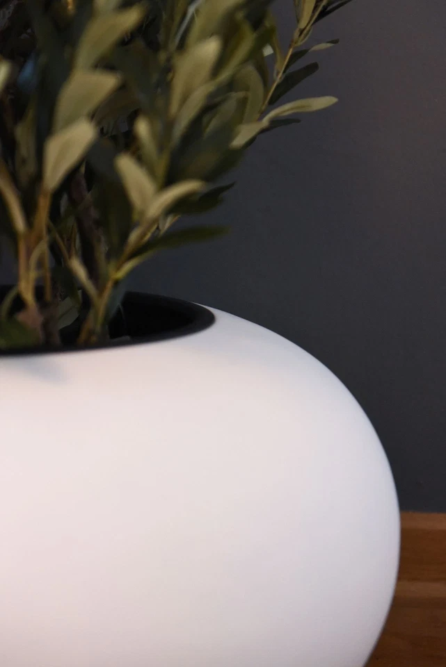 Pflanzkübel Blumentopf rund Fiberglas VIGLIA Weiß Matt 27x54 cm - Bild 2 von 4