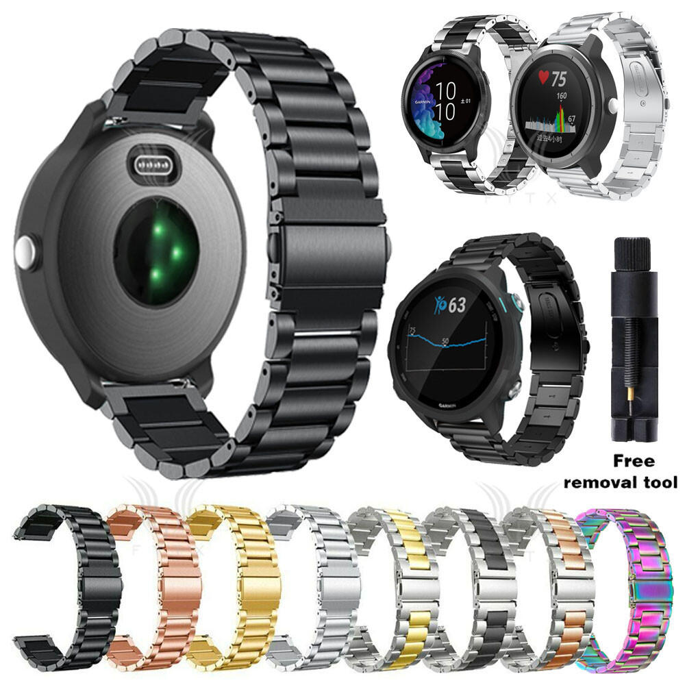 Edelstahl-Armband Für Garmin Vivoactive 6 – 20 Mm, Silber/gold, Mit Längenverstellung