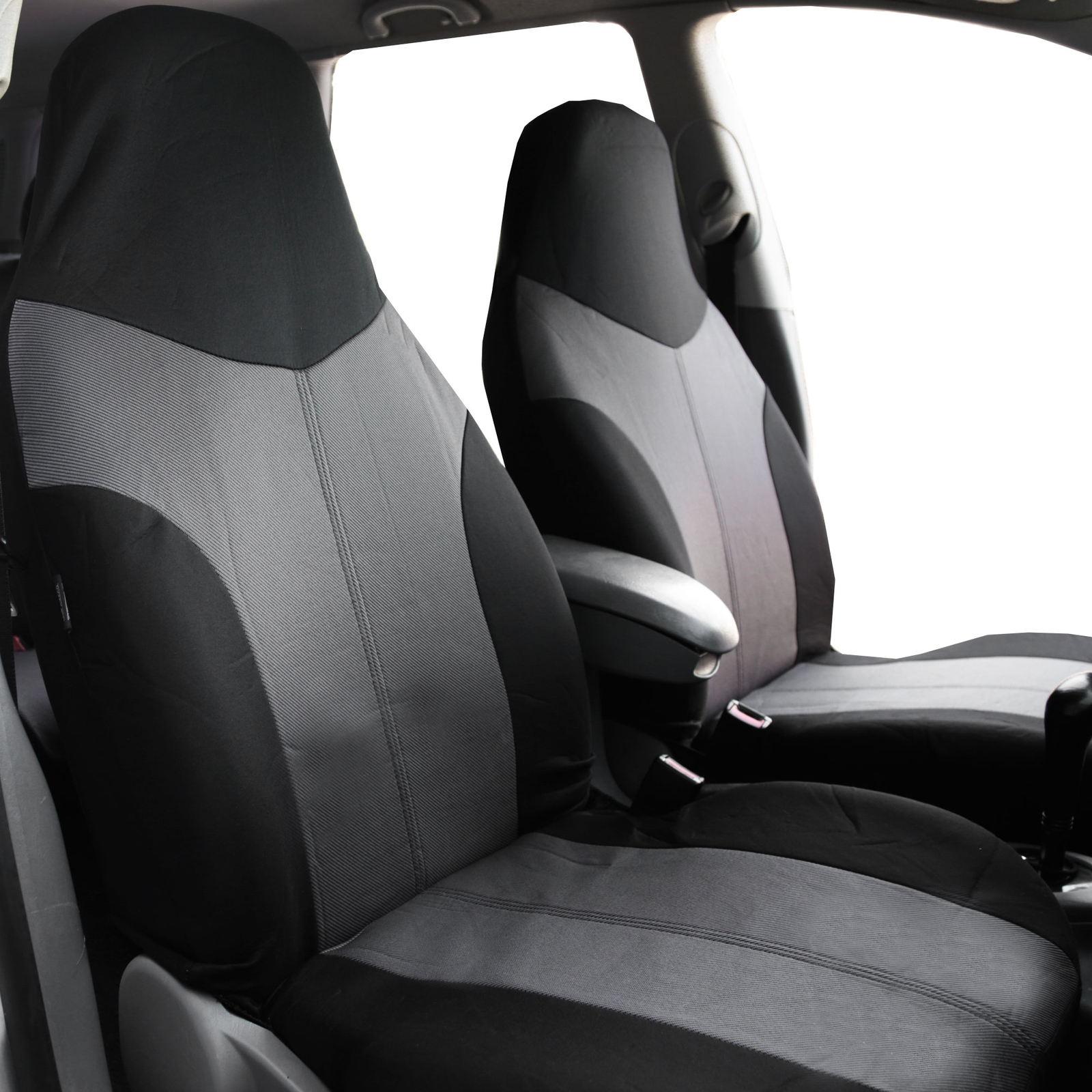 FH Group Highback Front Bucket Seat Covers For Auto Car SUV Van Gray Black