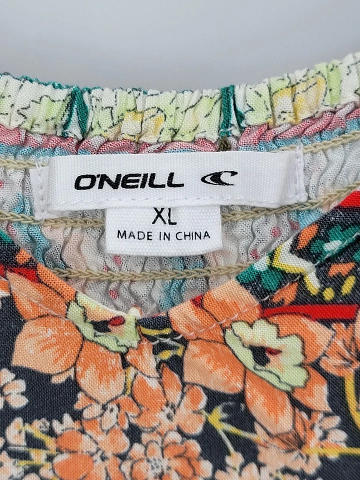 Blusa campesina ONeill Babydoll Top Mujer XL Colorida Estampado Boho Manga Abullonada Foto 3 de 4