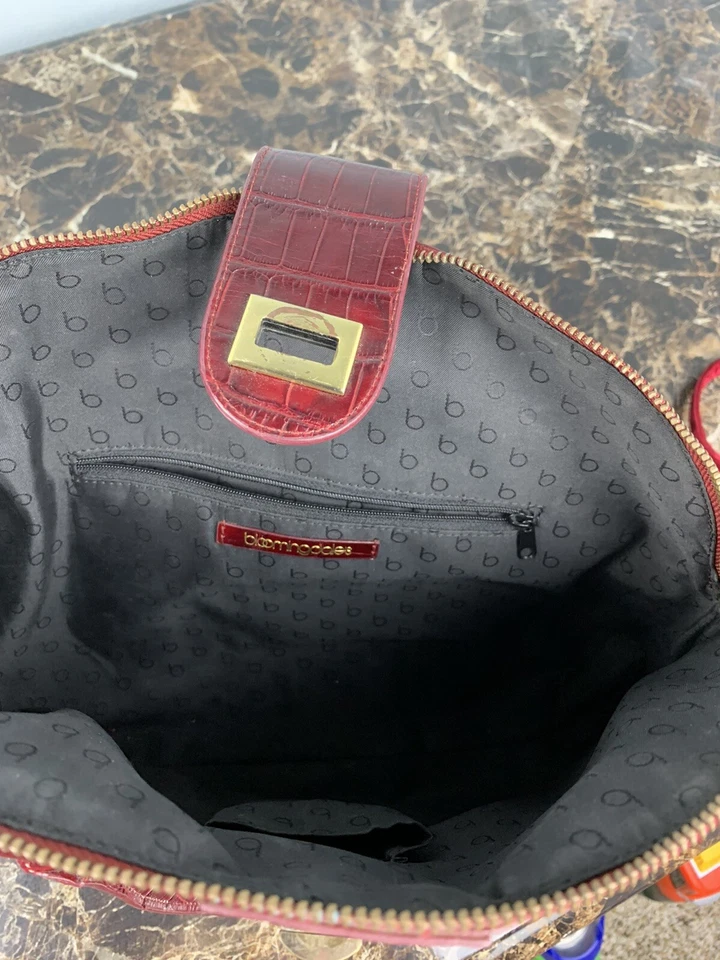 Bolso de mano de cuero rojo italiano Bloomingdale's Foto 4 de 4