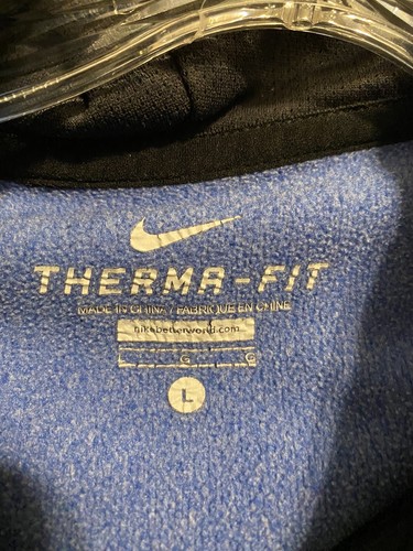 Nike Sweater Womens Small Therma Big Swoosh Blue Black Sweatshirt Hoodie Large - Picture 4 of 6