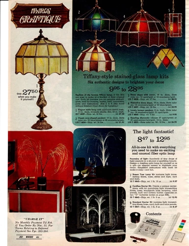 VINTAGE 1973 TIFFANY STYLE STAINED GLASS LAMP KITS CATALOG AD PHOTO PRINT