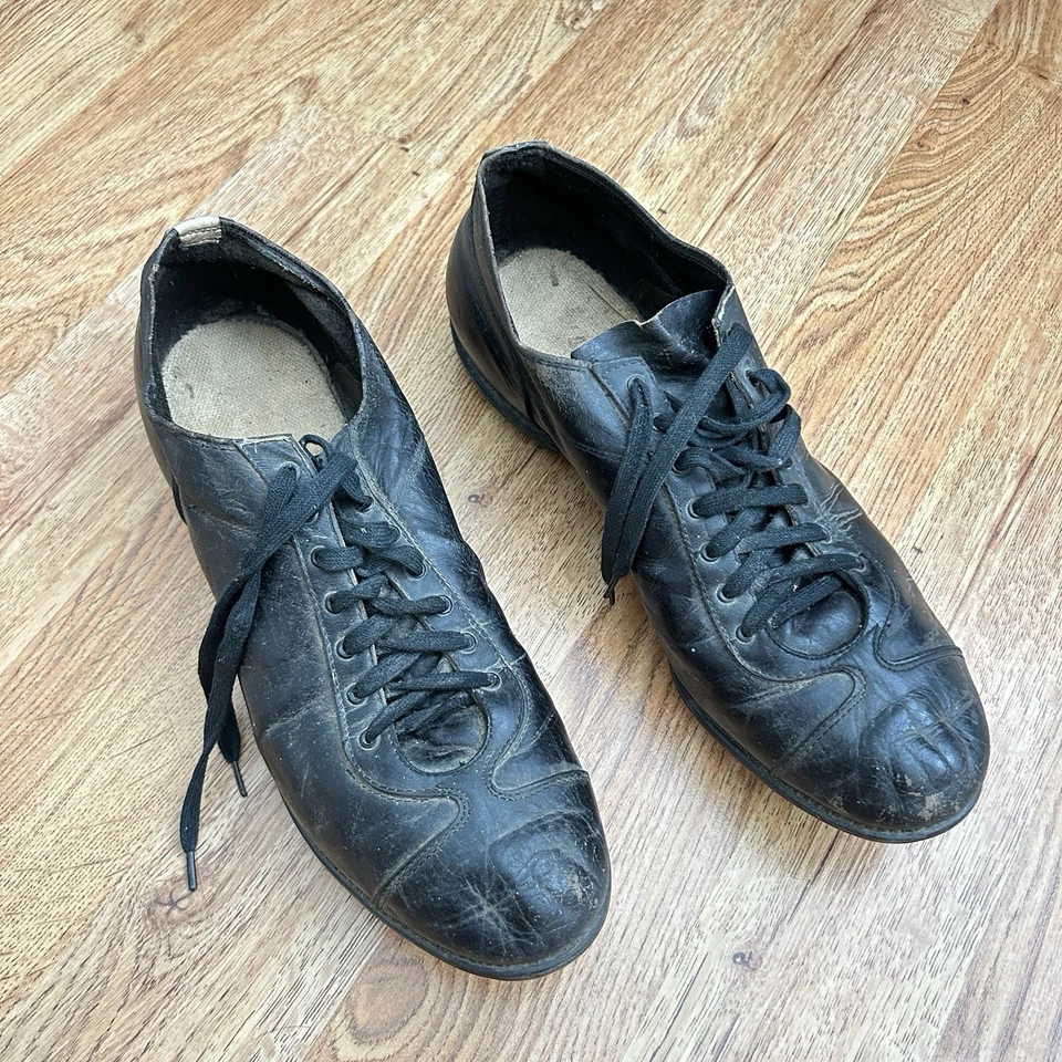 Spot Bilt Vintage 1940s 1950s Cleats Metal Baseball Football Mens Leather Black - Image 2 of 4