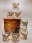 Vintage 1970s Anchor Hocking Golden Eagle Old Fashioned Glasses Original Box 8