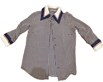 diamond checkered button-up blouse 