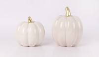 Dekofigur KüRbis Keramik Ø 13 X 13 Cm Off White Figur