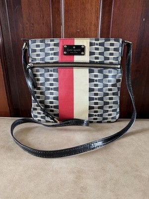 Kate Spade Keisha Penn Place Geometric Logo Crossbody Bag Black/White/Red
