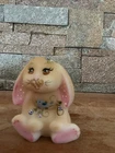 FENTON ART GLASS  2022 BURMESE SATIN LOP-EARED BUNNY FIGURINE -M.KIBBE 21/23