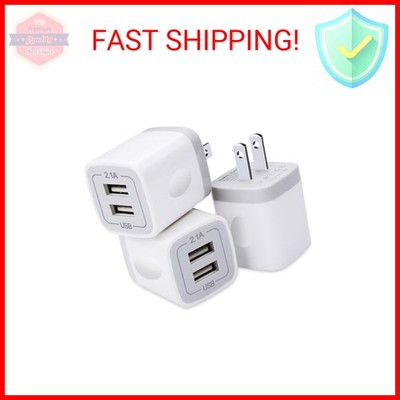 USB Plug, USB Wall Charger 3 Pack, GiGreen Dual Port Electrical Plug Wall Outlet
