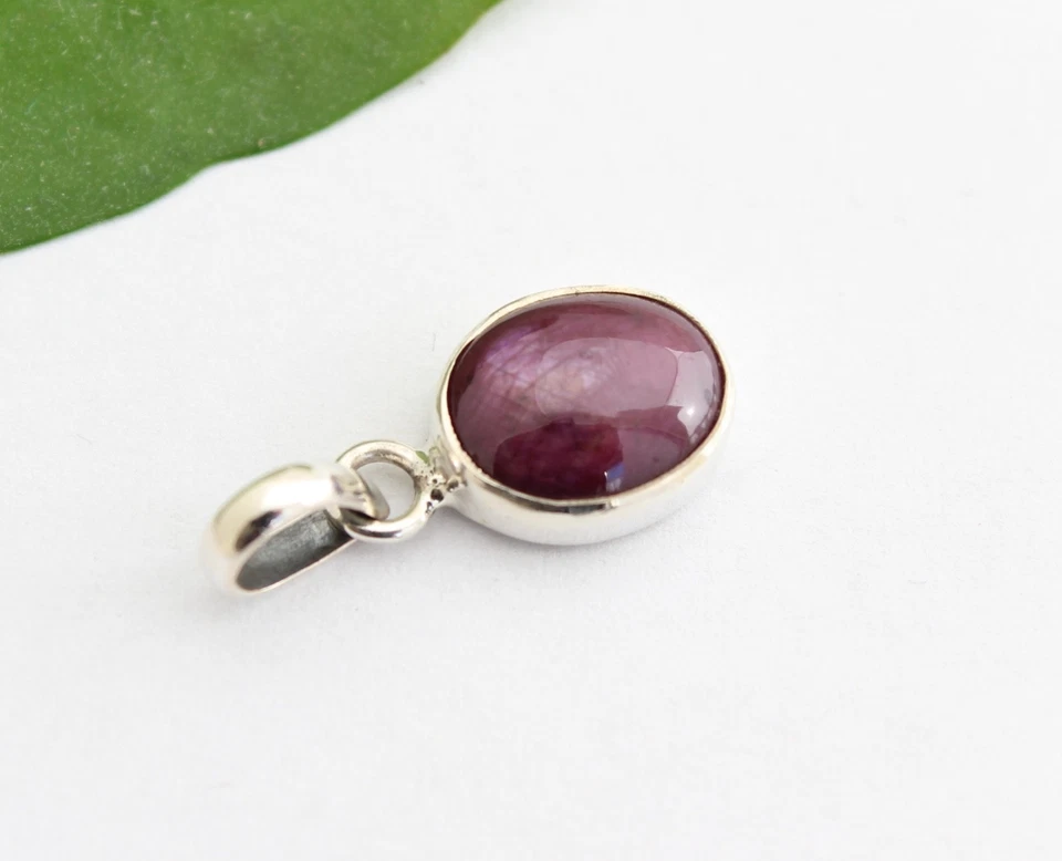 Sternrubin Anhänger gefasst 925 Silber Edel Geschenk Edelstein Rot Stern Rubin - Bild 3 von 4
