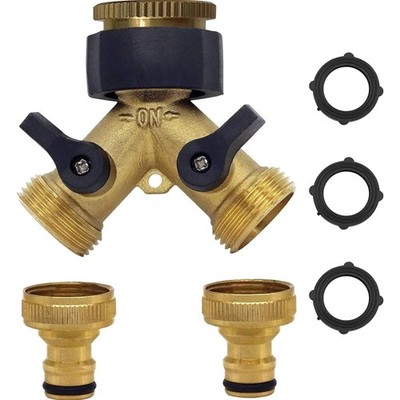 Gartenschlauchverteiler Messing 3/4 & 1/2 Zoll Wasserhahn Adapter Y Verteiler