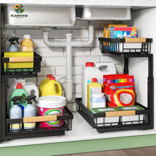under Sink Organizer, 2 Tier under the Sink Storage, Slide Out Pull Out Cabinet