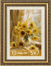 HappyHapi 5x7 Picture Frame, Vintage Frames for 5 x 7, vintage gold 