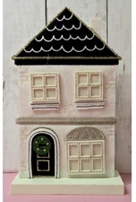 2024 Target Wondershop Fabric & Wood Black & Cream Christmas Village House NEW