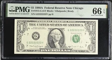 1988A $1 PMG 66 EPQ G22222223Y Fancy Serial • 7 of a Kind Near Solid GEM Note
