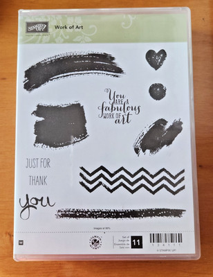 Stampin' UP! Work of Art Mounted Wooden Rubber Stamp Set of 11 Heart FREE SHIP !