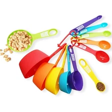 12-Piece Measuring Cups and Spoons Set, Colorful Nesting Kitchen Measuring Tools