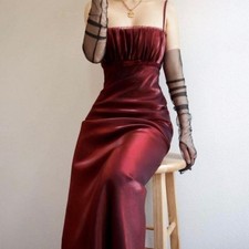 Vintage Y2K 90s Goth Vampire Milkmaid Dark Red Burgundy Prom Dress Sz 4
