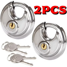 2 Pack Of 70mm Stainless Steel Armor Round Padlocks with Shielded Shackle