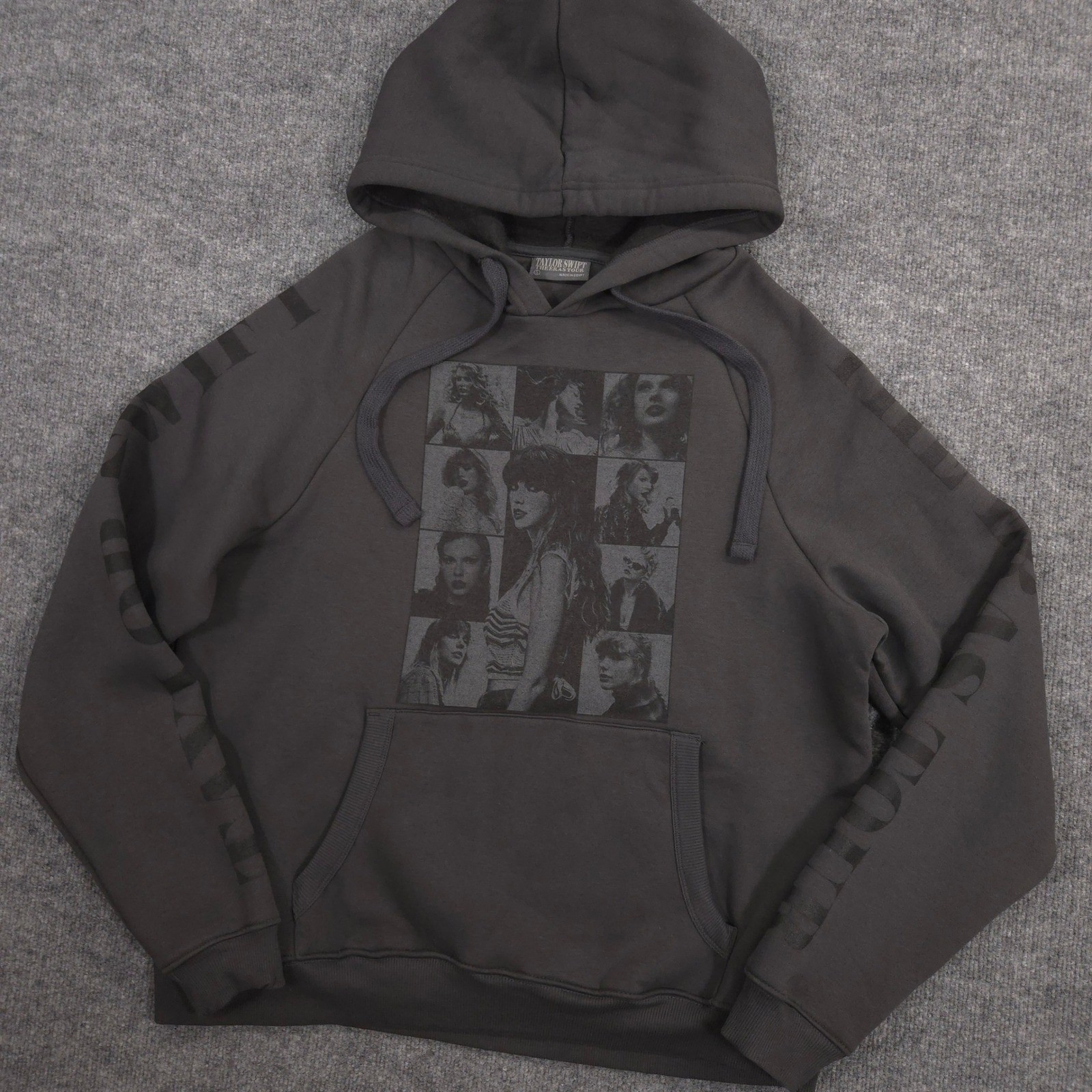 Taylor Swift The Eras Tour Hoodie Womens S Dark Gray US Dates Oversized Pullover