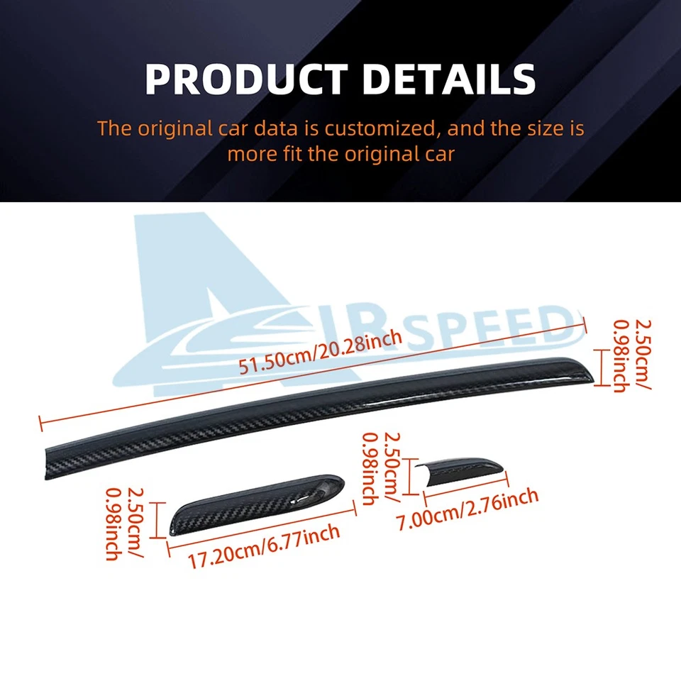 Tablero de instrumentos decorativo cubierta impresión apta para Audi A3 S3 2015-2020 ABS fibra de carbono Foto 2 de 4