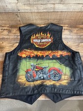 VINTAGE HARLEY DAVIDSON HAND PAINTED MENS LEATHER VEST SZ 46