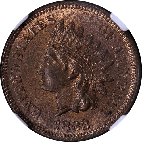 1868 Indian Cent NGC MS65 BN Nice Eye Appeal Strong Strike
