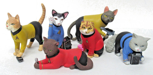 RARE Space Cat Crusaders Star Trek Cat Figurines Hamilton Collection Set of 6