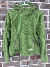 north face pullover women  s medium pullover high pile green asymmetrical zipper
