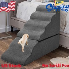 Dog Stairs for High Bed 30" H, 6-Step Dog Steps for Bed for Small Dogs