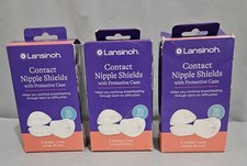 Lot of 3 Lansinoh Contact Nipple Shields with Protective Case 16mm
