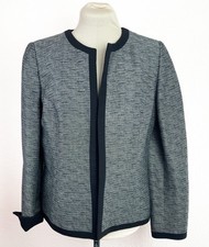 Jones New York Suit Blazer Size 8 Black Open Lined Linen All Seasons Business
