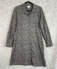J Jill Shirt Dress Womens Large Gray Animal Print Long Sleeve Pocket Stretch